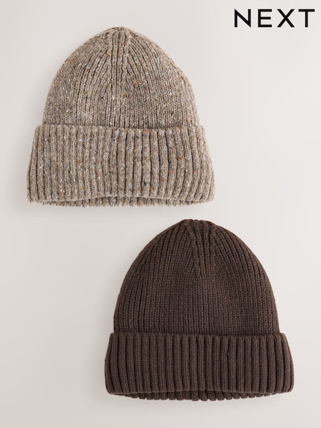 Brown/Neutral - Regular Thinsulate Beanie 2 Pack