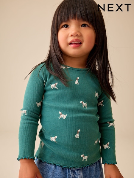 Green - Long Sleeve Ribbed Top (3mths-7yrs)