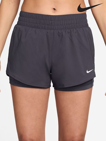 Серый с принтом Gridiron - Nike One Dri-fit Mid-rise 3" 2-in-1 Shorts