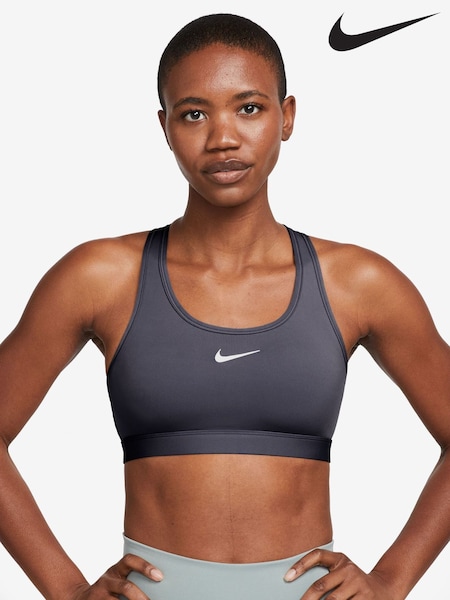 Gridiron Grey - Nike Swoosh Medium Support Padded Sports Bra