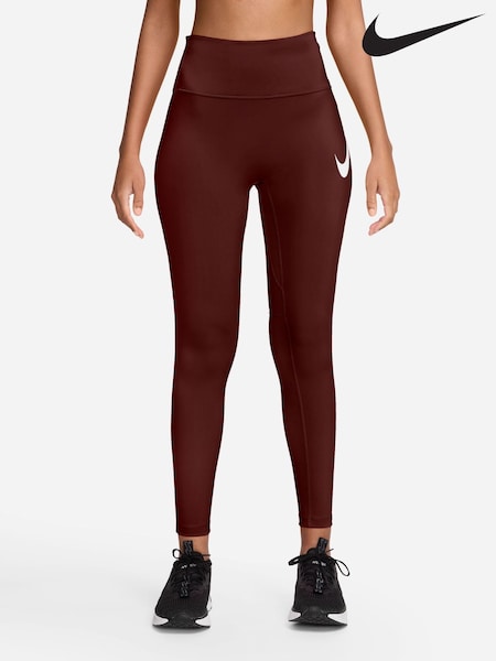 Mystic Date Brown - Nike Tempo Swoosh Run High-waisted 7/8 Running Leggings
