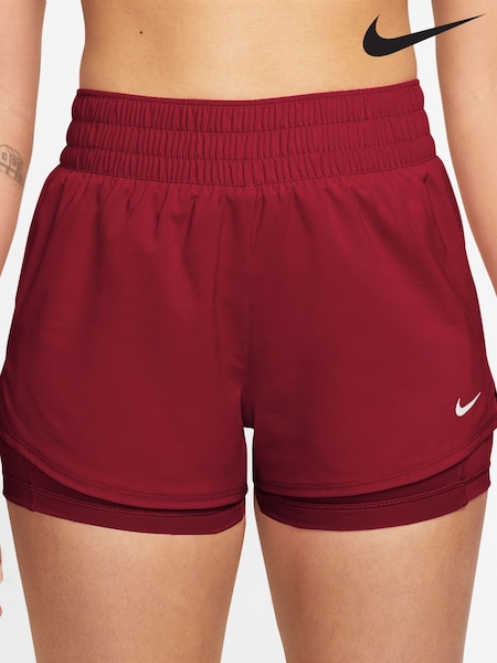 Tøff rød - Nike One Dri-fit Mid-rise 3" 2-in-1 Shorts