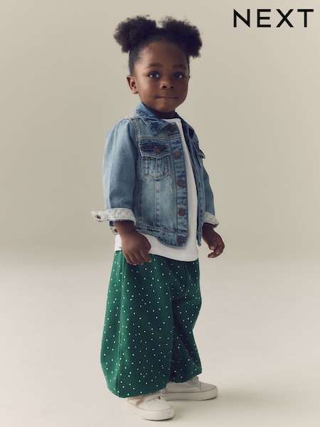 Lunares verdes - Pantalones estilo bombacho (3meses-7años)
