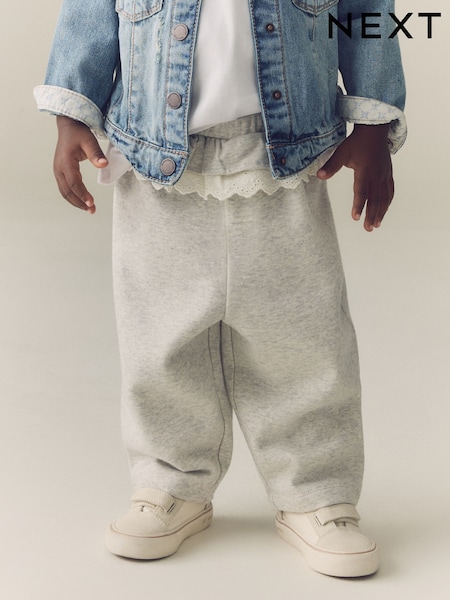 Grey - Frill Waist Barrel Leg Trousers (3mths-7yrs)