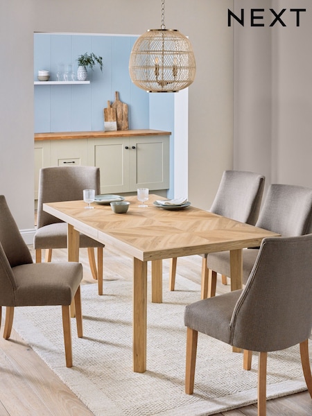 Hayford Herringbon 4 To 6 Seater Extending Dining Table