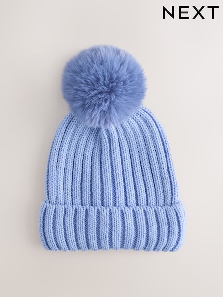 Blue - Rib Pom Beanie (3mths-16yrs)