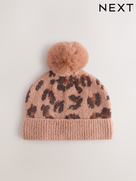 Animal Print - Pom Beanie Hat (3mths-16yrs)