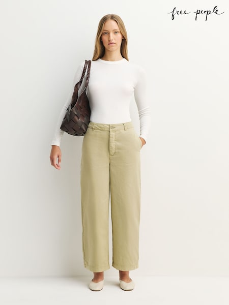 Green - Free People Laydown Chino Trousers