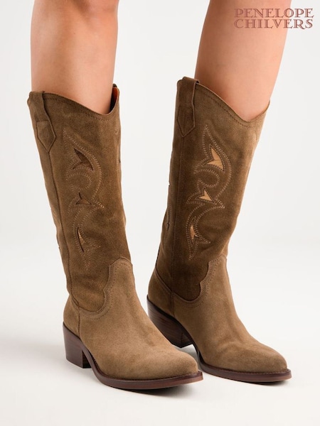 Brązowy - Penelope Chilvers Goldie Suede Western Boots