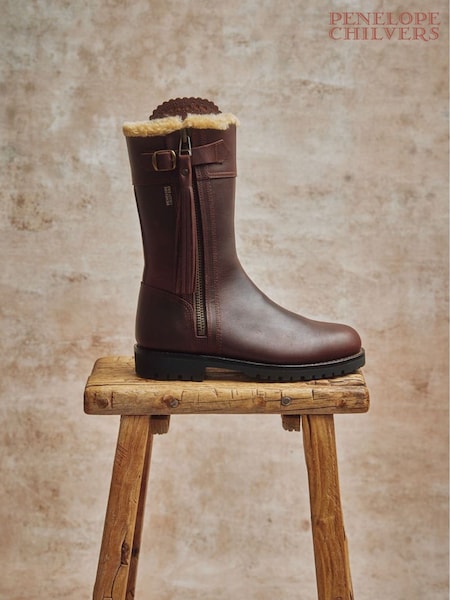 Brown - Penelope Chilvers Tassle Detail Leather Lined Mid Calf Boots