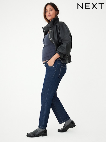 Indigo Dark Blue - Under-bump Straight Leg Maternity Jeans