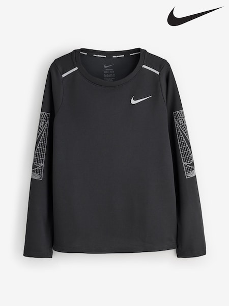 Negro - Nike Miler Dri-fit Long-sleeve Top