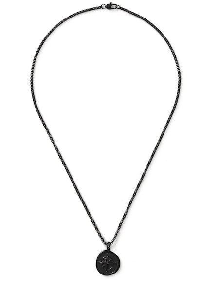 Crno - Regular Stainless Steel Compass Black Necklace