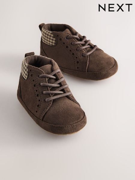 Chocolate Brown - Lace Up Baby Boots (0-2mths)
