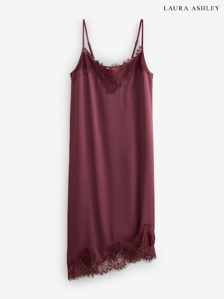 Burgundy Red - Laura Ashley Satin Lace Slip Nightie