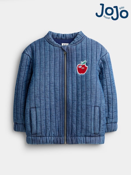 Denim Blue Apple - Jojo Maman Bébé Appliqué Bomber Jacket