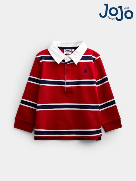 Bright Red Stripe - Jojo Maman Bébé Classic Rugby Top