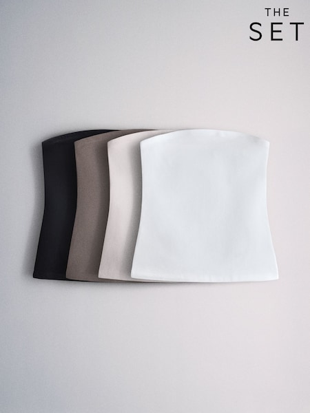 Black/Brown/Neutral/White - The Set 4 Pack Bandeau Strapless Tops