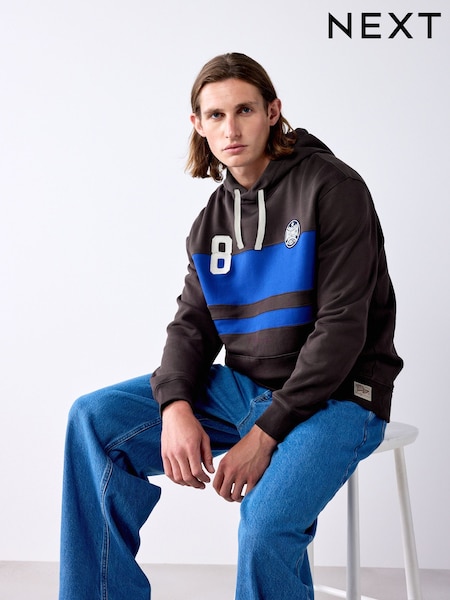 Brown/Blue Block - Regular Graphic Overhead Hoodie