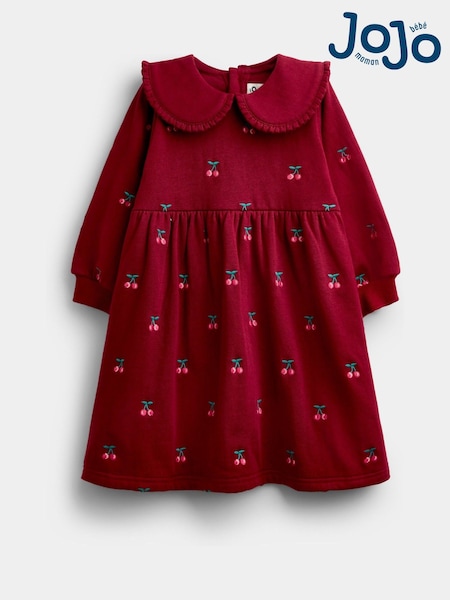 Cerise rouge de Bourgogne - Jojo Maman Bébé Embroidered Sweatshirt Dress