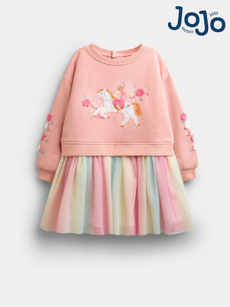 Light Pink Unicorn - Jojo Maman Bébé Appliqué Tulle Combo Dress