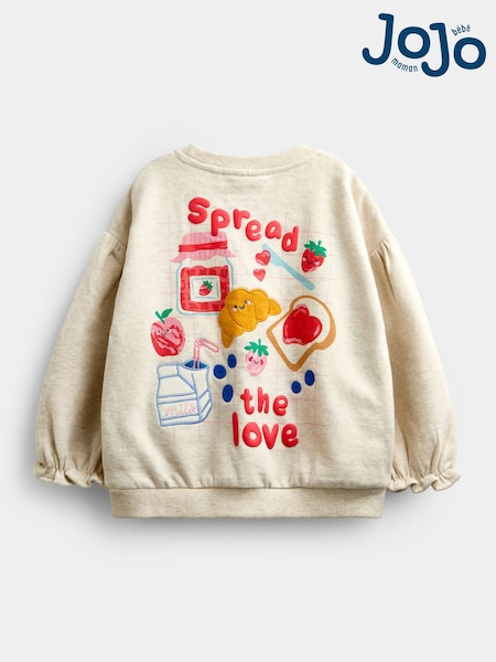 Oat Marl Picnic - Jojo Maman Bébé Slogan Sweatshirt