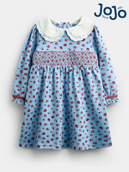 Light Blue Roses - Jojo Maman Bébé Print Smocked Dress