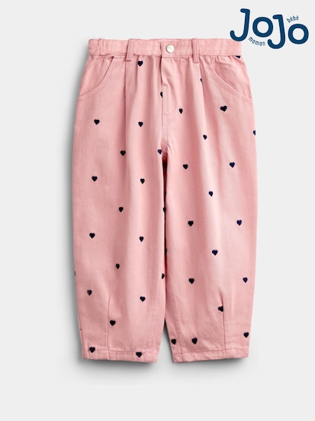 Pink - Jojo Maman Bébé Embroidered Twill Trousers