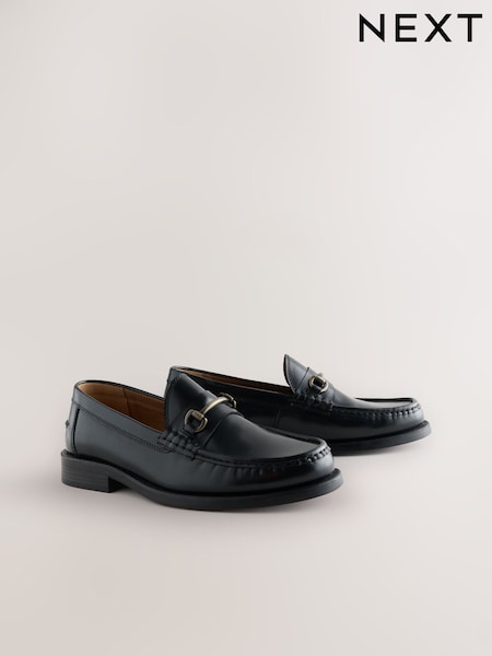 Black - Regular Box Leather Snaffle Loafers