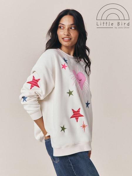 Cosmic Rainbow Embroidered - Little Bird By Jools Oliver Oversized Crew Neck Sweatshirt