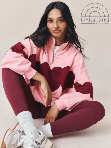 Pink/Burgundy Applique - Little Bird By Jools Oliver 1/4 Zip Sweat Top