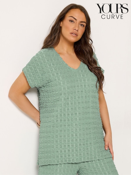 Зеленый - Yours Curve Bubble Textured T-shirt