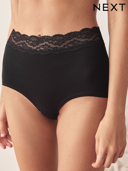 Black/White/Grey - Cotton And Lace Knickers 7 Pack