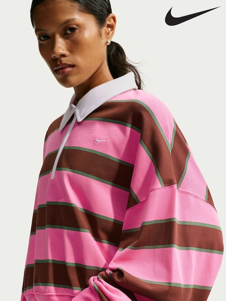 Pink Sicle - Nike Stripe Long Sleeve Polo Top