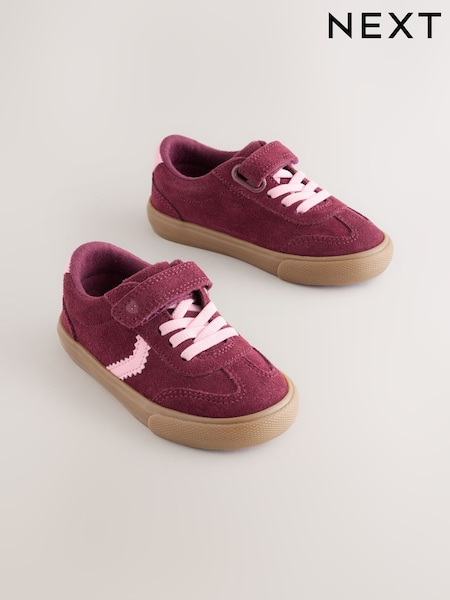 Burgundy Red - Touch Fastening Elastic Lace Trainers