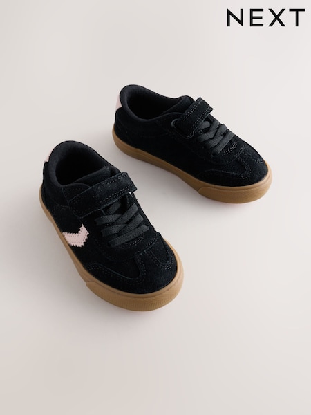 Black - Touch Fastening Elastic Lace Trainers