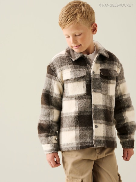 Brown - Angel & Rocket Odin Brushed Check Fleece Lined Jacket