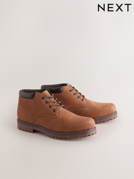 Tan Brown - Regular Rugged Leather Ankle Boots