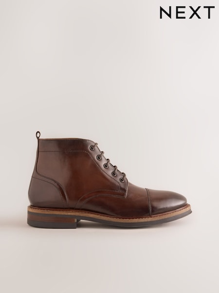 Brown - Regular Toecap Leather Boots