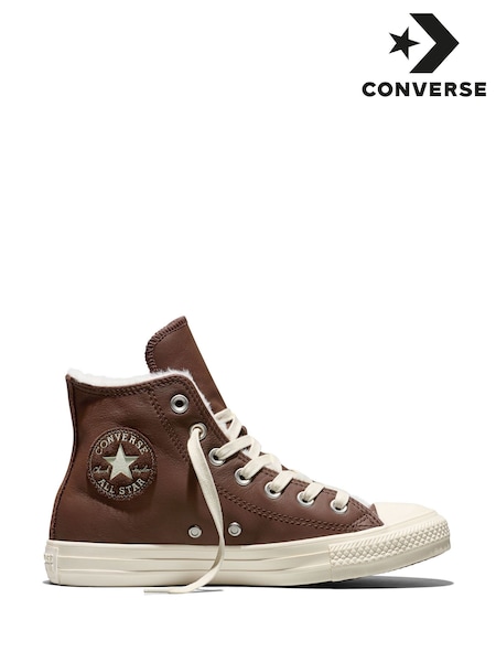 Braun - Converse Chuck Taylor Cozy Leather High Trainers