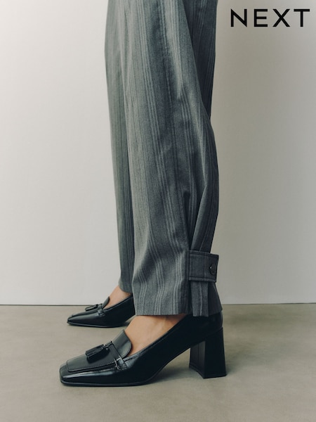Սև - Forever Comfort® Leather Loafer Block Heels