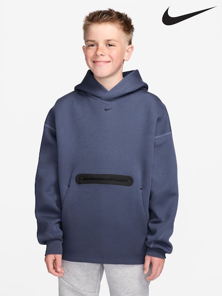 Diffused Blue - Nike Sportswear Tech Fleece Oversized Pullover Hoodie