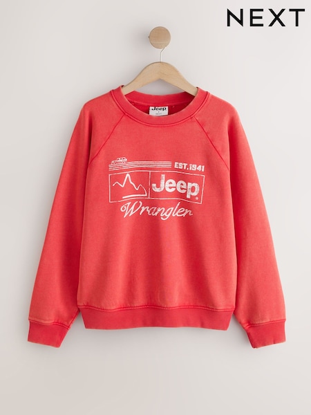 Red - Washed Jeep Licence Graphic Sweatshirt
