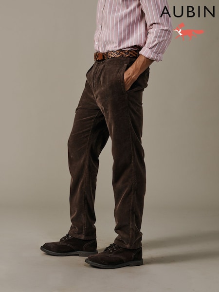 Brown - Regular Aubin Barrowby Cord Trouser