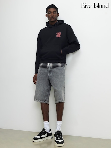 Black - Regular River Island Regular Fit Japanese Snake Hoodie
