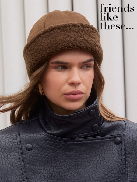 Chocolate Brown - Friends Like These Shearling Fisherman Beanie Hat