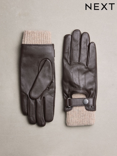 Καφετί της σοκολάτας - Leather Driving Style Gloves