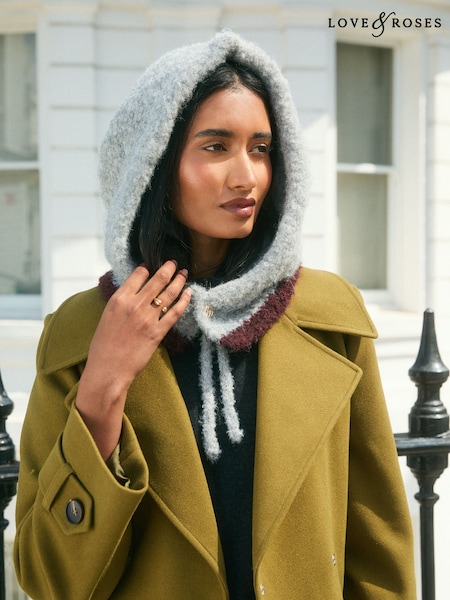 Сірий - Love & Roses Cosy Boucle Hooded Snood