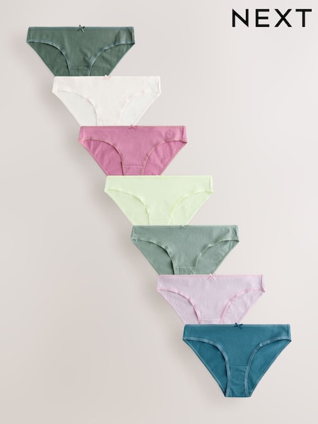 Green/Pink - 100% Cotton Knickers 7 Pack
