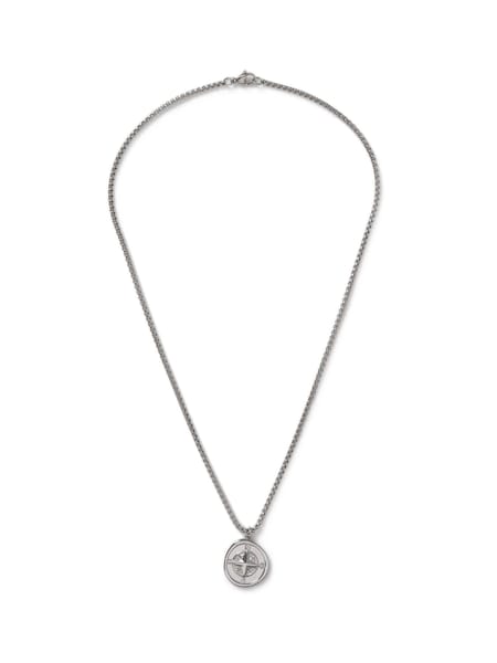 Серебряный - Regular Dck Mens Silver Stainless Steel Compass Necklace